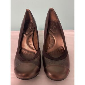 Dexflex Comfort‎ Shoes Women's Bronze Print 3.5 High Heel Pump Size 8 S-293